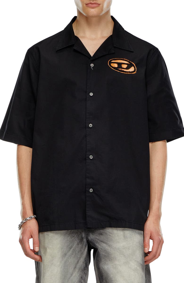 DIESEL<sup>®</sup> S-Stan Oversize Bleach Logo Camp Shirt, Main, color,