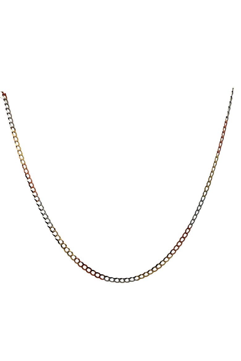 14K Tri Color Gold Curb Chain Necklace 3.2mm 24 Inch, Main, color, yellow