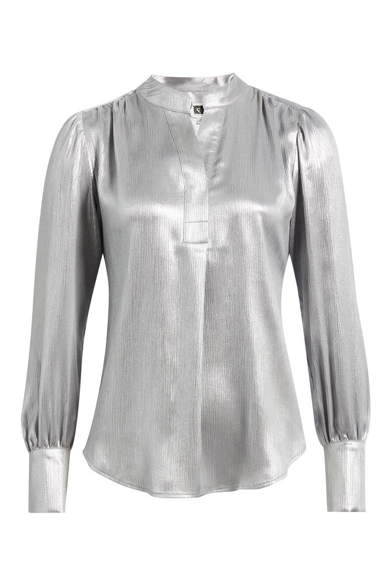 Metallic Gathered Top, Alternate, color, SILVER