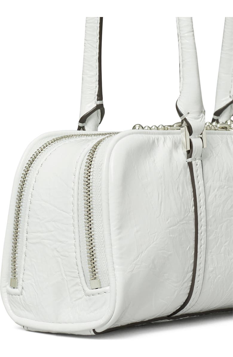 Tory Burch Micro Marshmallow T Monogram Crinkle Leather Satchel, Alternate, color, White