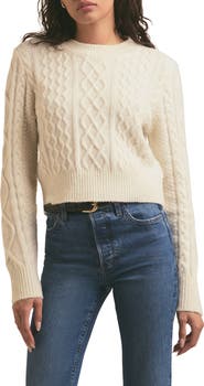 Favorite Daughter Wool & Cashmere Blend Cable Crewneck Sweater