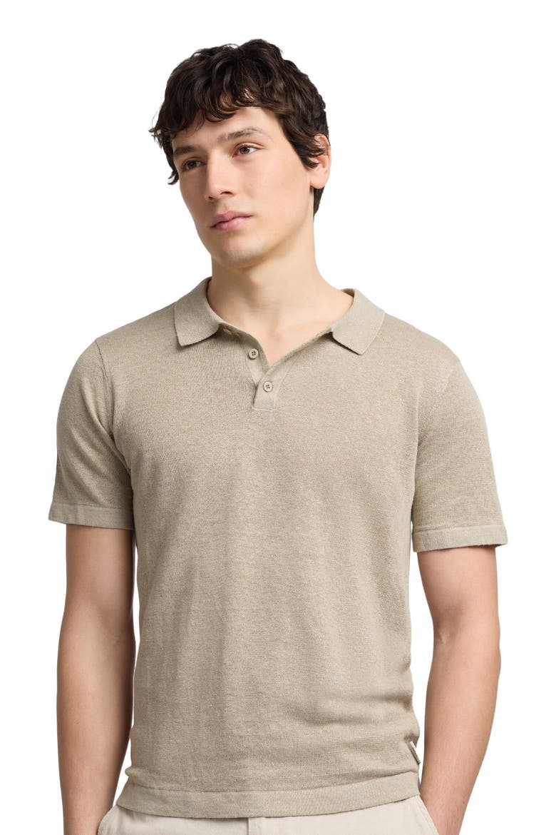 Linen Sweater Short Sleeve Polo, Alternate, color, Woodsmoke