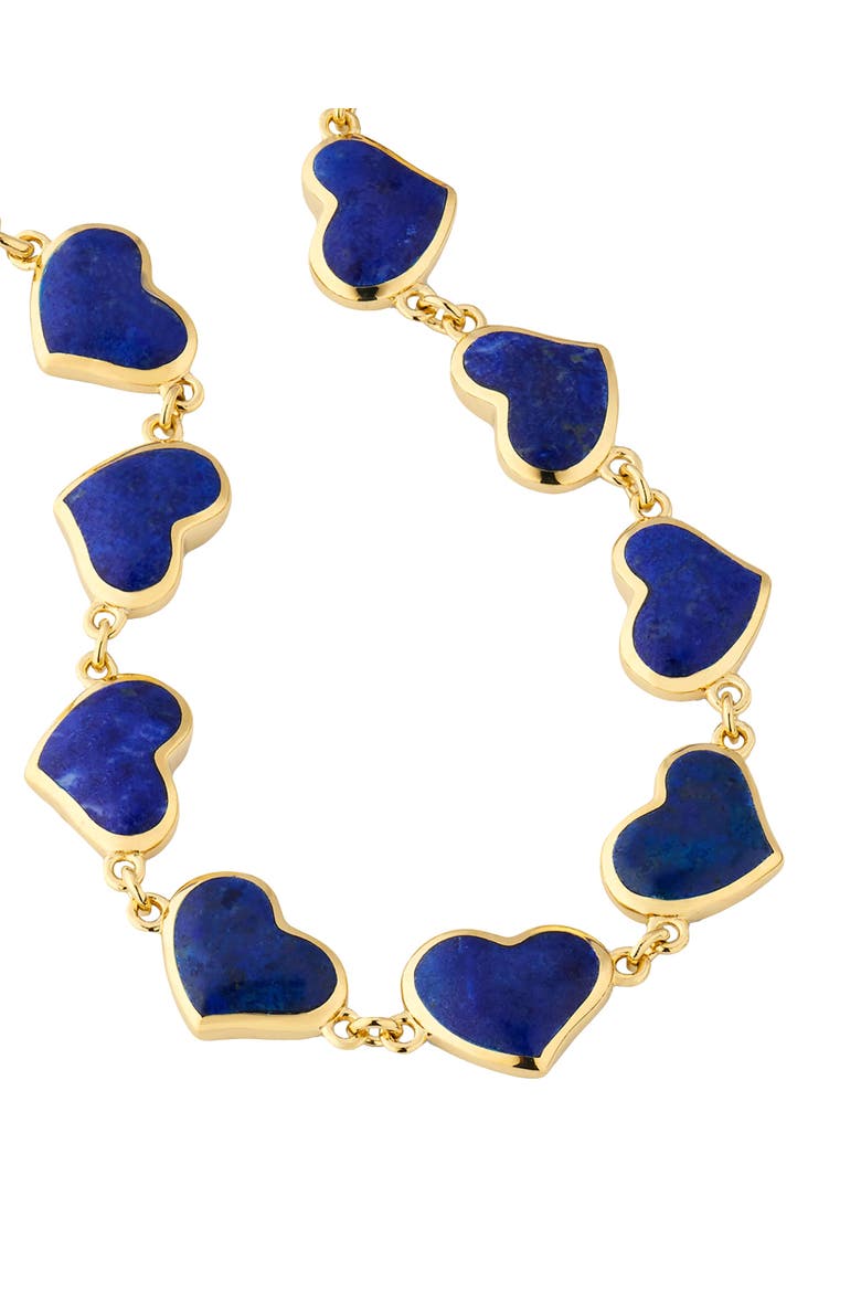All Around Heart Bracelet Set In 18K Gold Overlay Sterling Silver, Alternate, color, BLUE