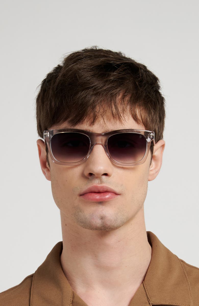 David Beckham Eyewear 53mm Rectangular Sunglasses, Alternate, color, Grey/ Dark Grey Sf