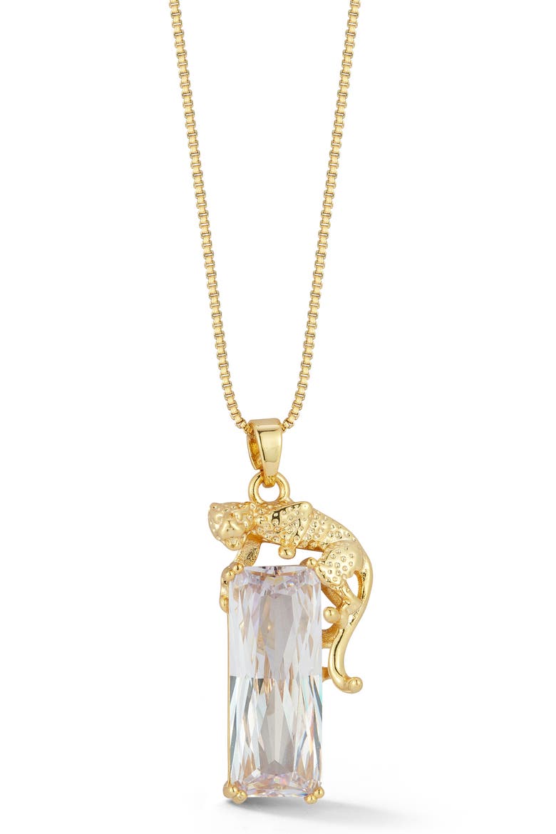 Cubic Zirconia Panther Pendant Necklace, Main, color, GOLD