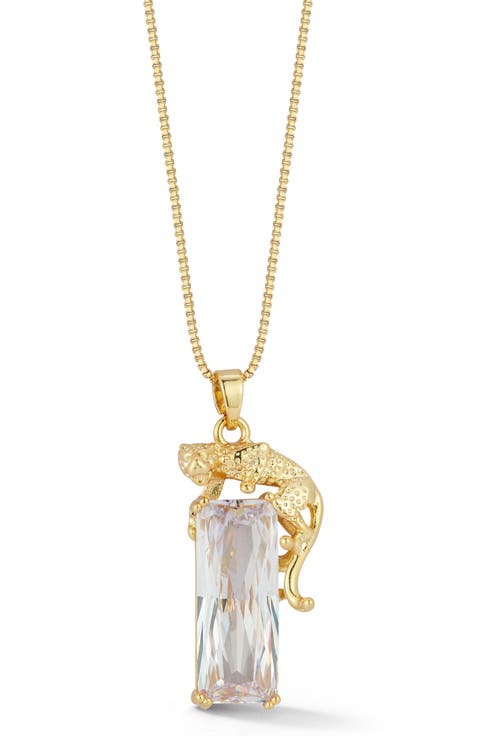 Cubic Zirconia Panther Pendant Necklace