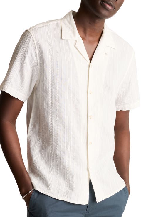 Resort Riviera Braided Stripe Cotton Camp Shirt