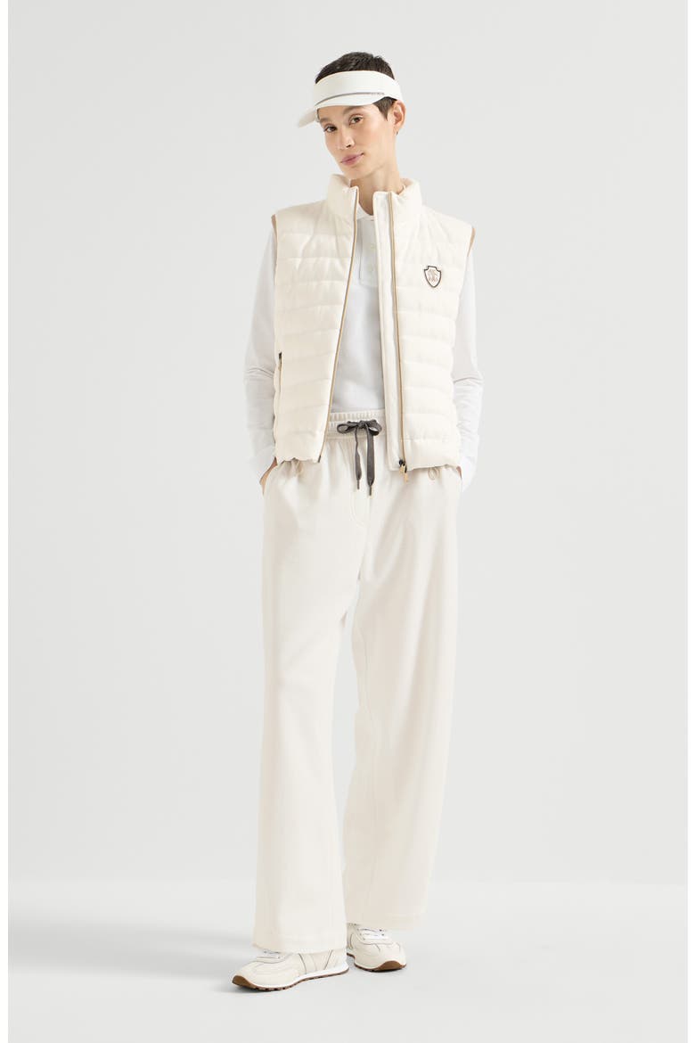 Techno cotton piqué track trousers, Alternate, color, White