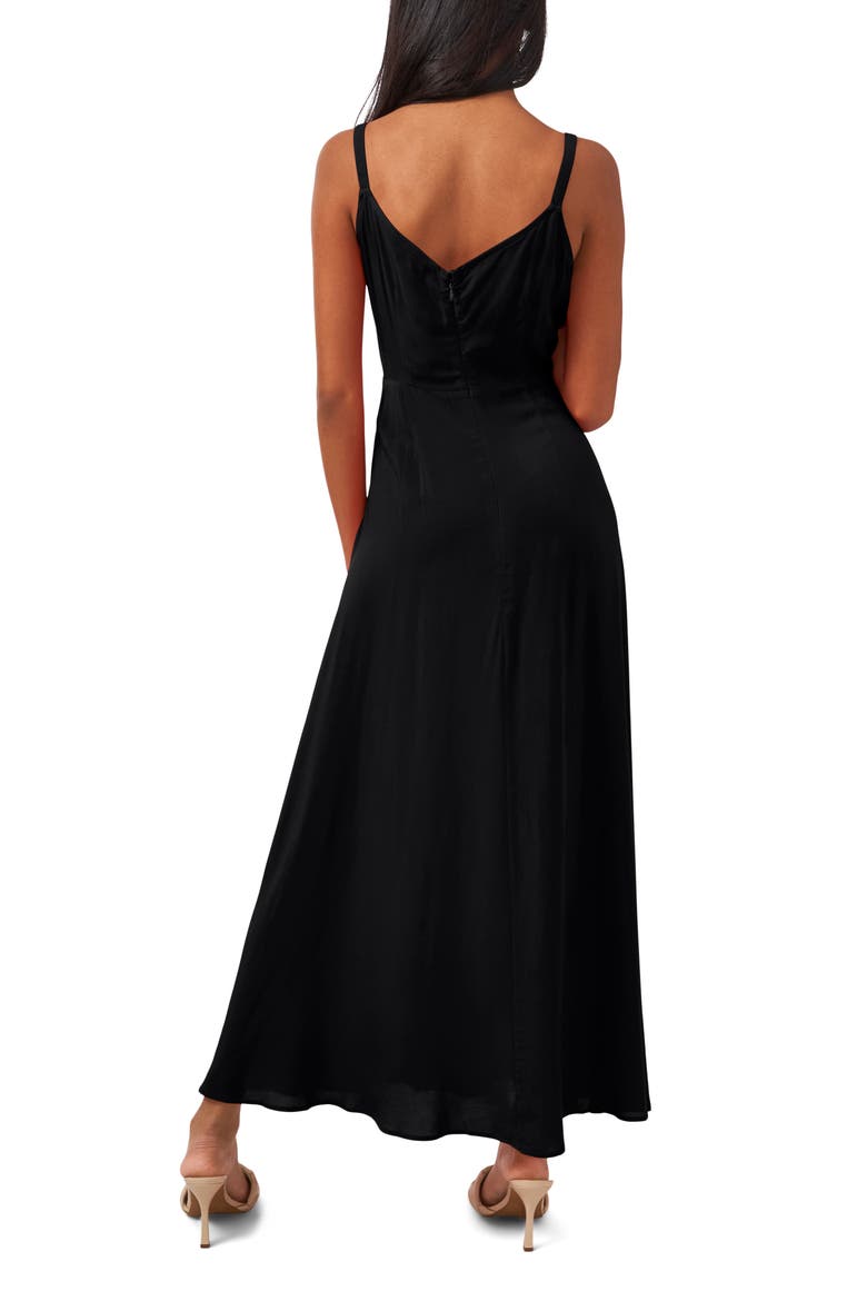 Tie Front Challis Sleeveless Maxi Dress, Alternate, color, RICH BLACK