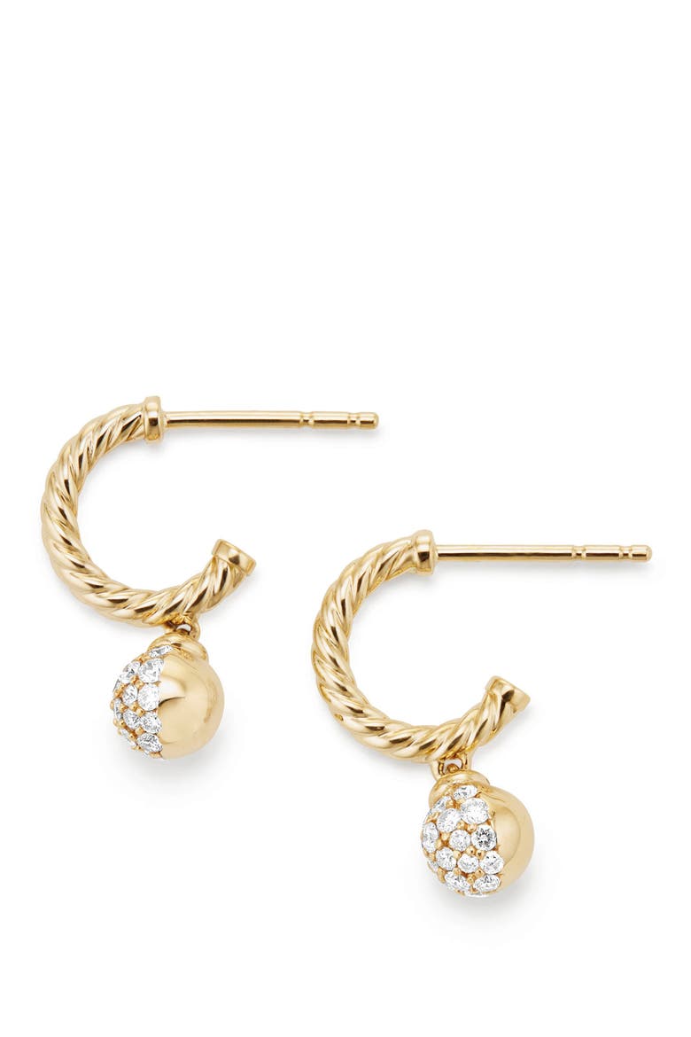 Petite Solari Hoop Pavé Earrings with Diamonds in 18K Gold, Main, color, YELLOW GOLD/ DIAMOND