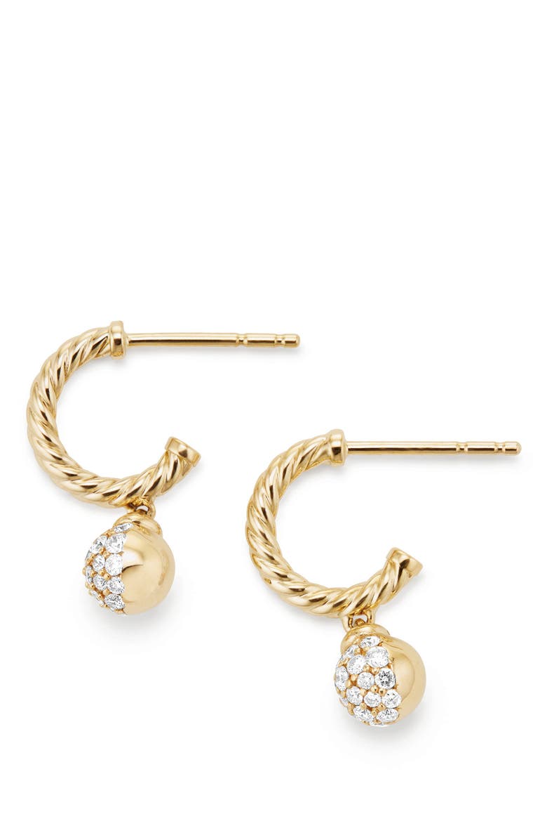 David Yurman Petite Solari Hoop Pavé Earrings with Diamonds in 18K Gold, Main, color,
