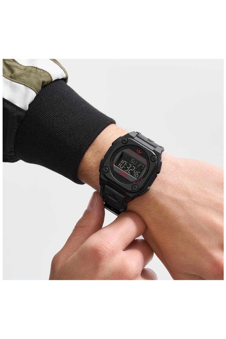 City Tech 4 Silicone Strap Watch, 42mm, Alternate, color, BLACK