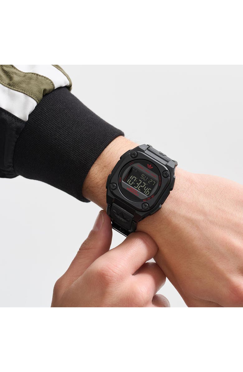 adidas City Tech 4 Silicone Strap Watch, 42mm, Alternate, color, Black