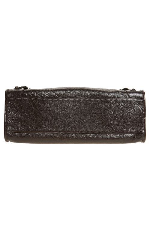 Balenciaga Le City Medium Crinkled Leather Top-handle Bag In 2221 Espresso