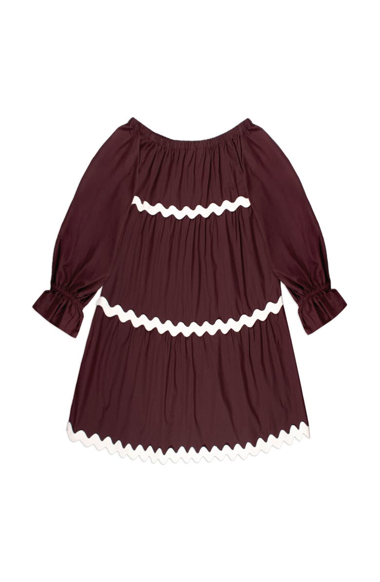 Ro&Zo Bardot Contrast Trim Dress, Alternate, color, Brown