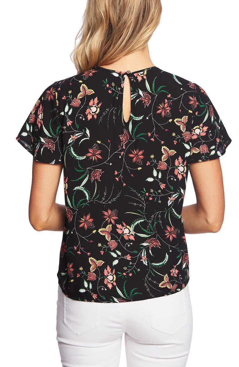 CeCe Marrakesh Ink Floral Blouse, Alternate, color, 