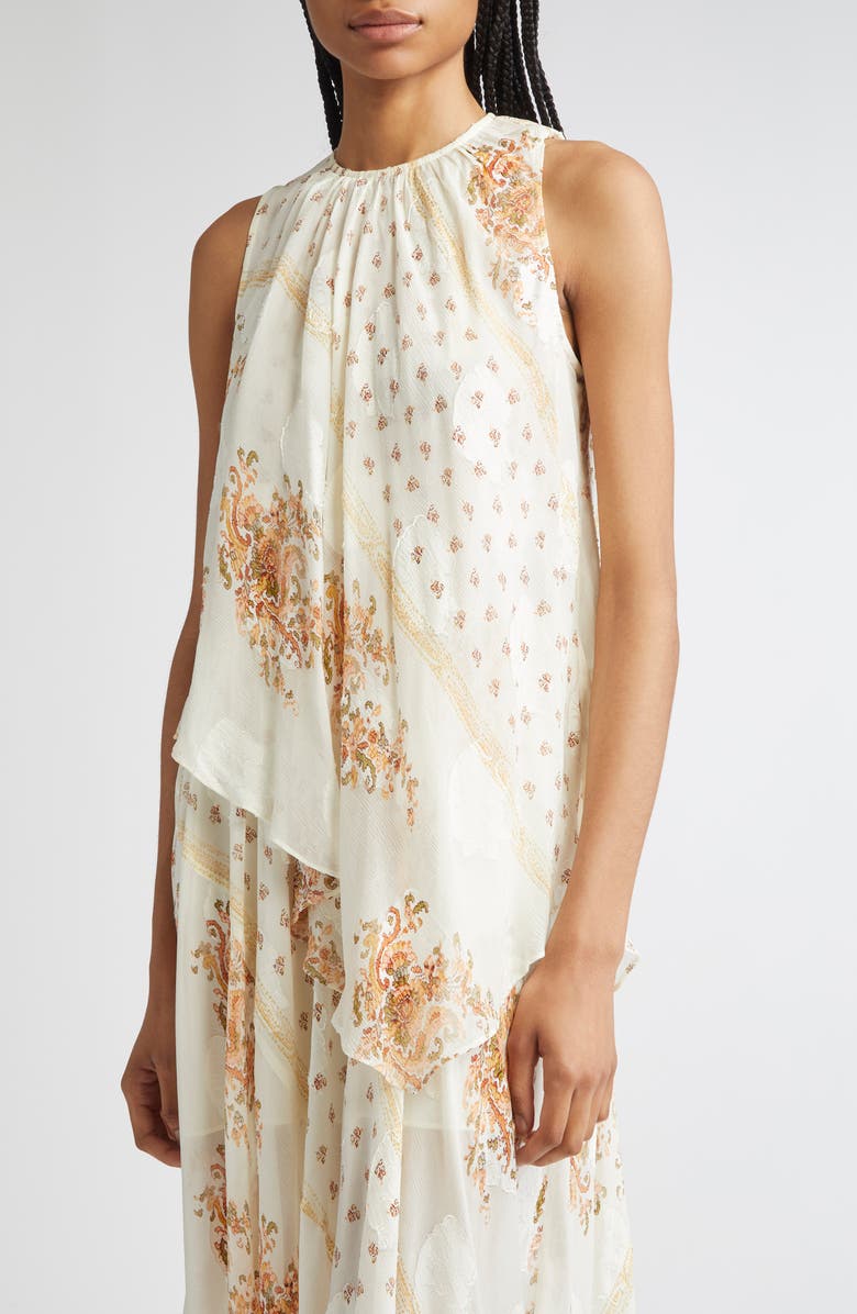 Ulla Johnson Caprice Floral Layered Silk Blend Dress, Alternate, color, Alabaster