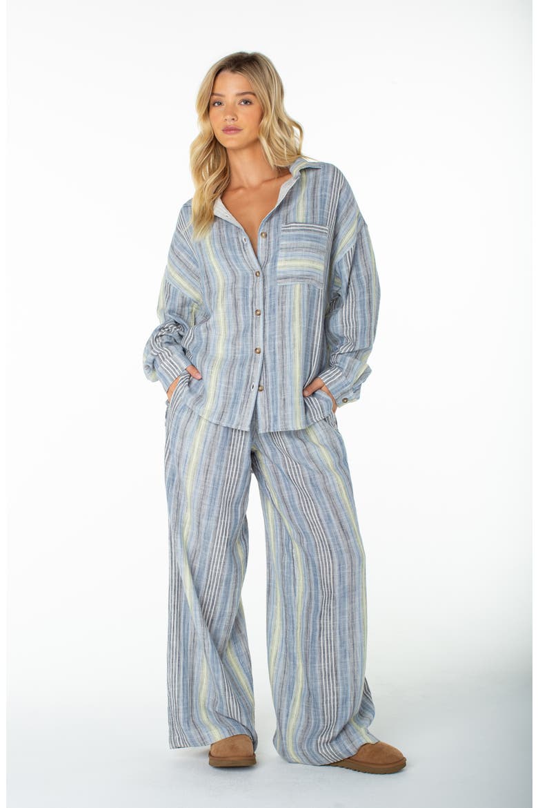 Lets Get Away Striped Cotton Button-Up Shirt, Alternate, color, MOOD INDIGO