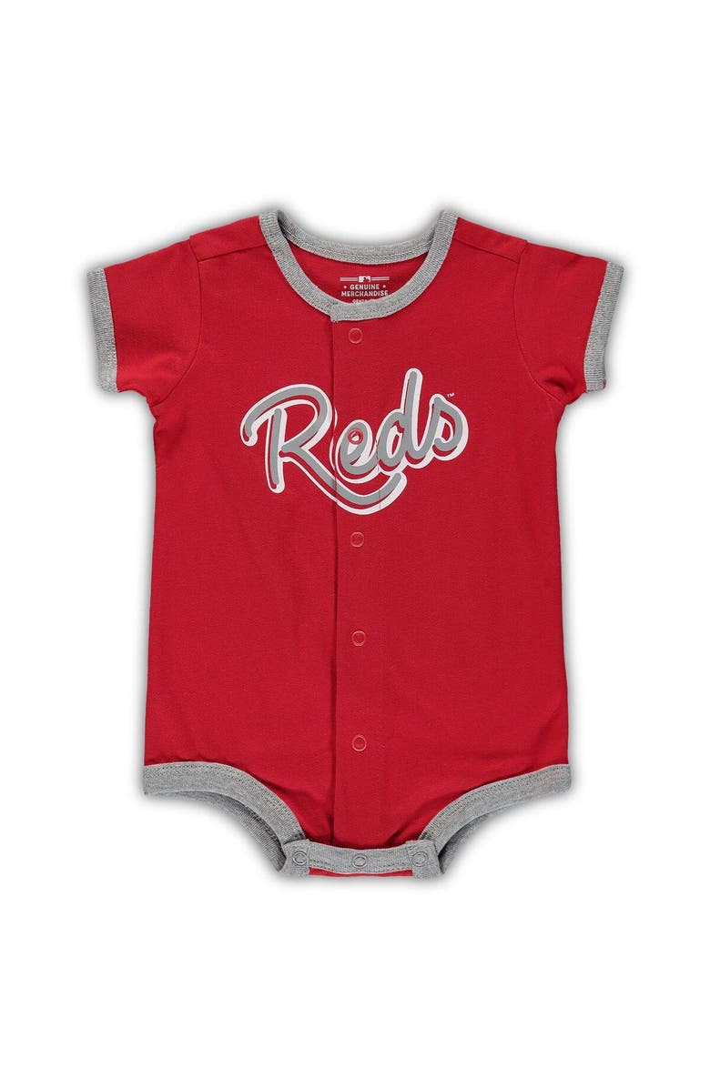 Outerstuff Newborn & Infant Red Cincinnati Reds Stripe Power Hitter Romper, Main, color, Red