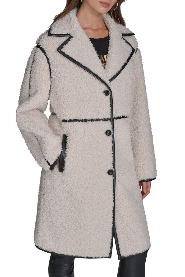 Faux Shearling Coat, Alternate, color, IVORY/ BLACK