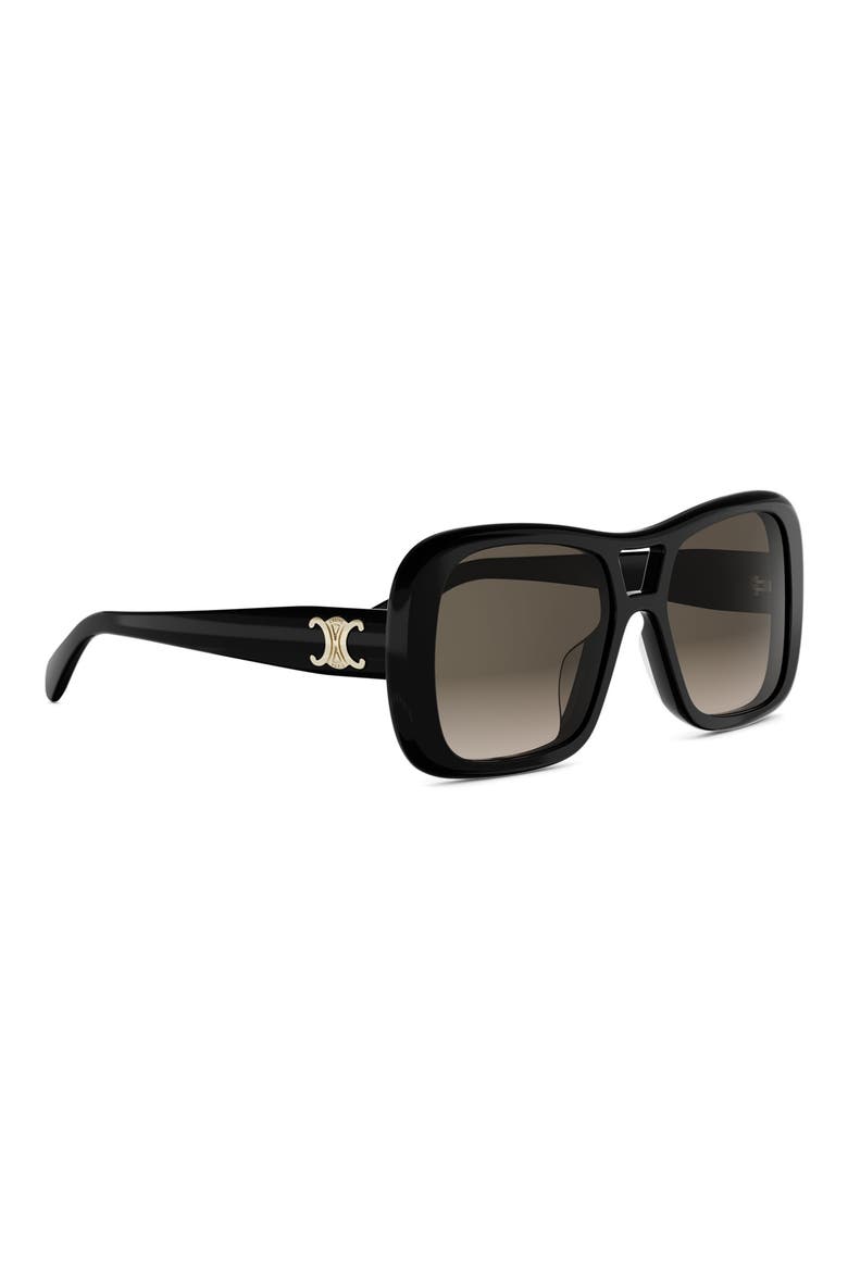 Triomphe 55mm Gradient Pilot Sunglasses, Alternate, color, SHINY BLACK / GRADIENT BROWN