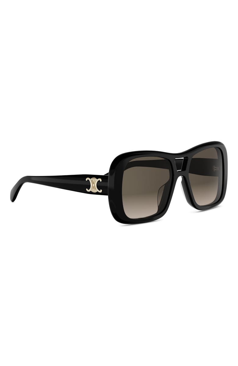 CELINE Triomphe 55mm Gradient Pilot Sunglasses, Alternate, color, Shiny Black / Gradient Brown