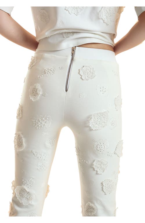 Cynthia Rowley Pop Floral Applique Pant In White
