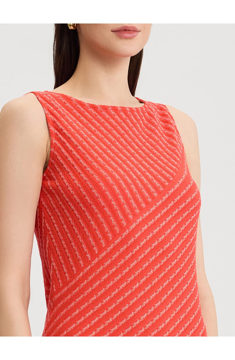 Misook Striped Lined Soft Knit Midi Dress, Alternate, color, Cherry Ember/Biscotti