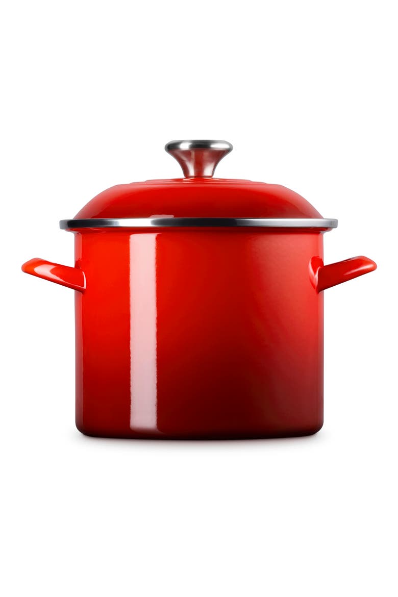 6-Quart Enameled Stainless Steel Stock Pot, Alternate, color, CERISE