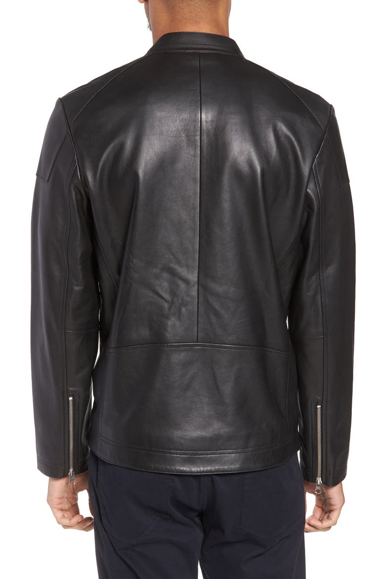 Leather Moto Jacket, Alternate, color, BLACK