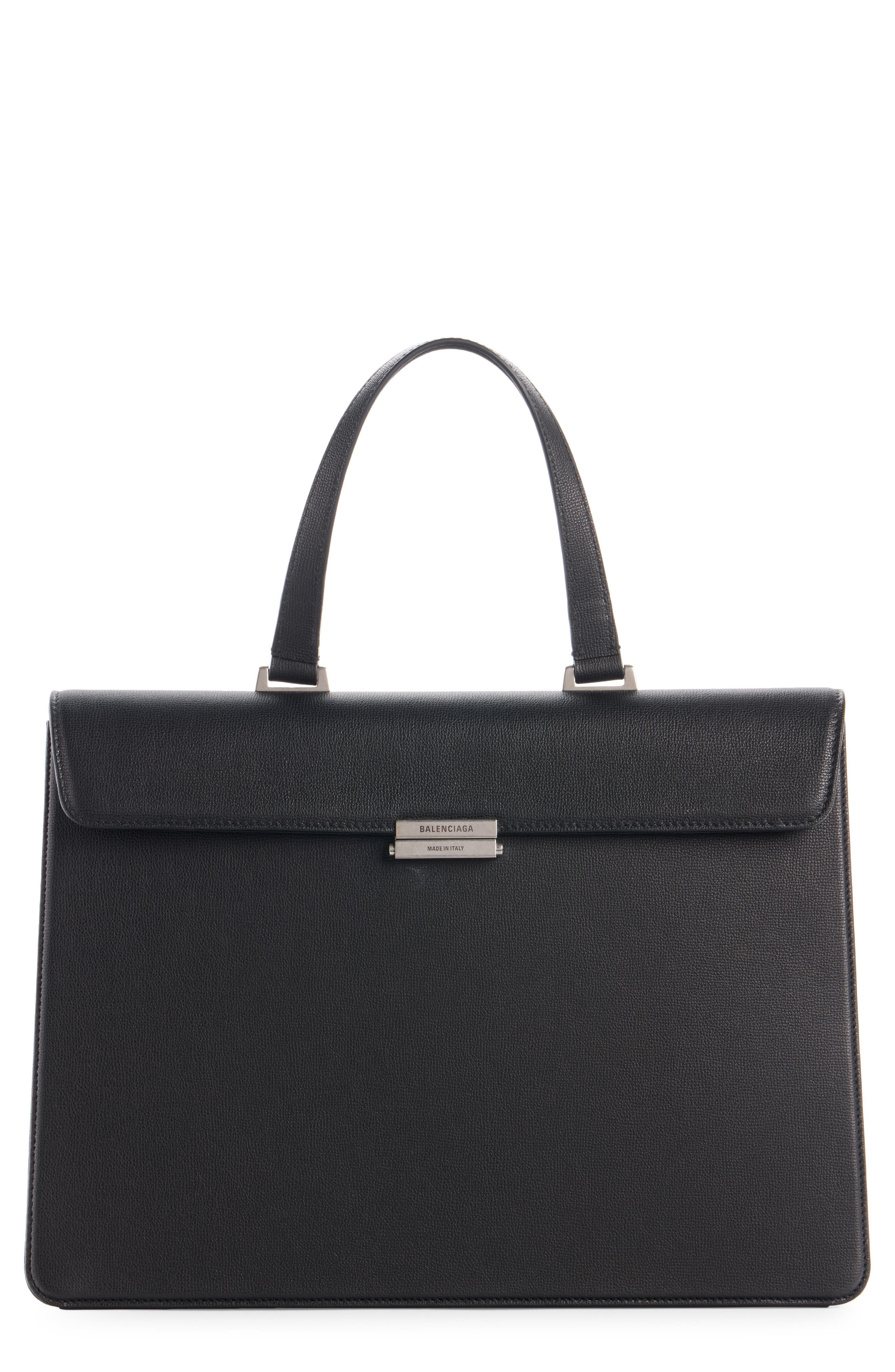 Balenciaga Textured Leather Briefcase, Main, color, 1000 Black