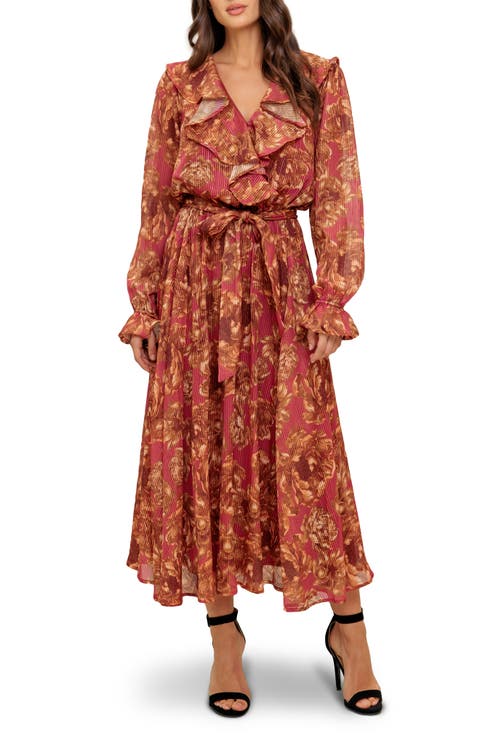 Floral Long Sleeve Midi Dress