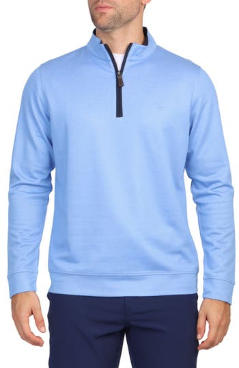 Tailorbyrd Modal Blend Quarter Zip Pullover In Oxford Blue