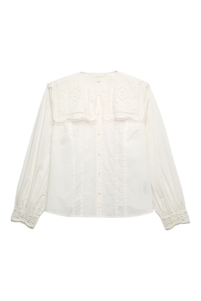 Broderie Collar Shirt, Alternate, color, SOFT WHITE