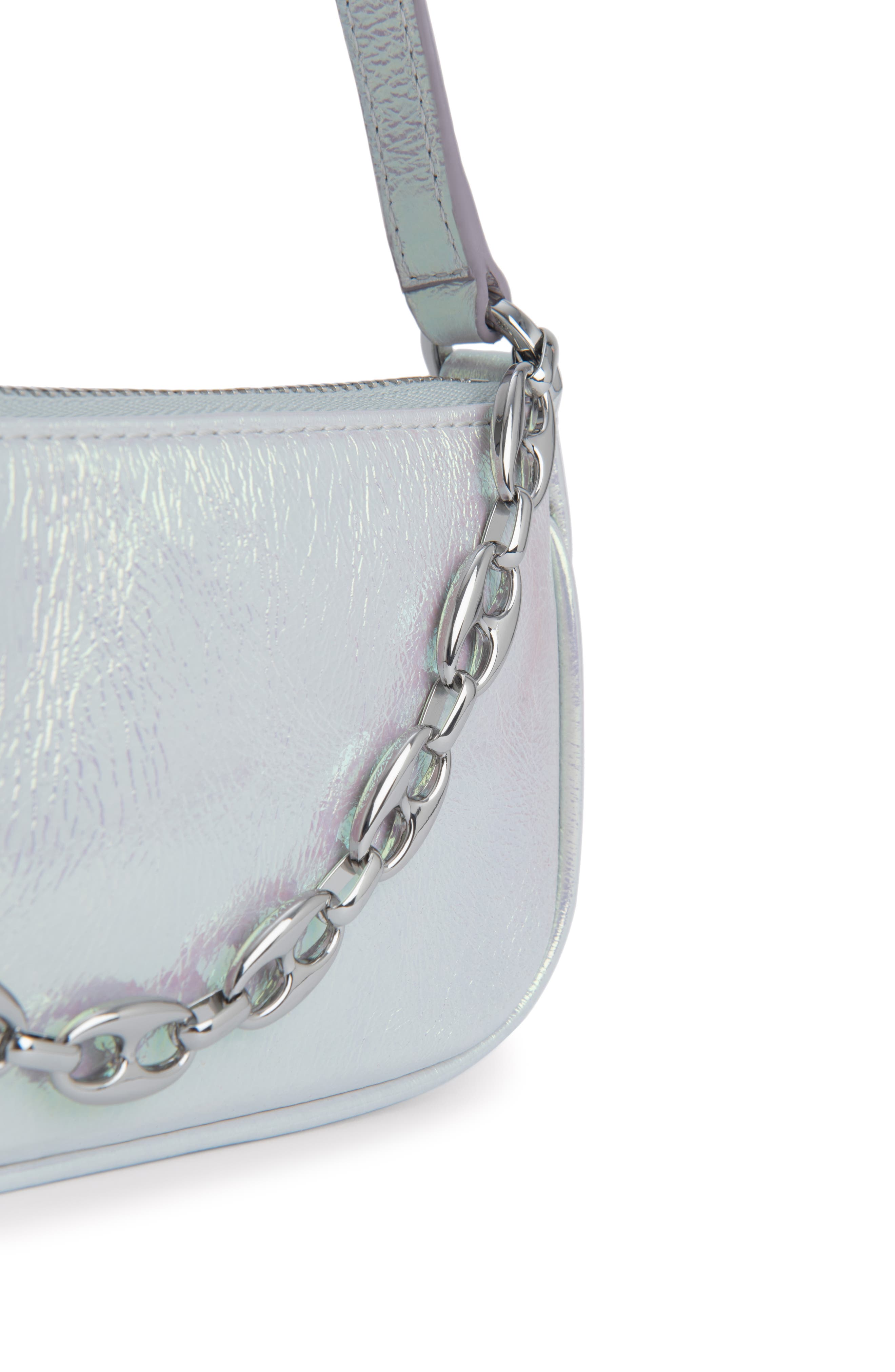By Far Mini Rachel Metallic Leather Convertible Shoulder Bag, Alternate, color, 