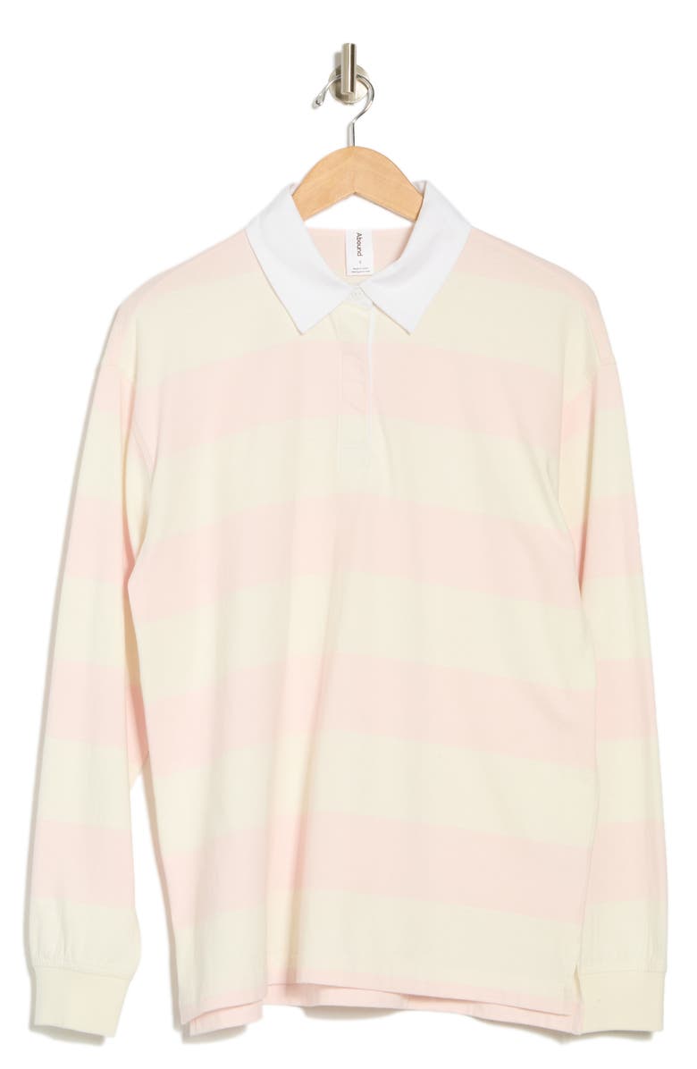 Oversize Rugby Stripe Long SLeeve Polo