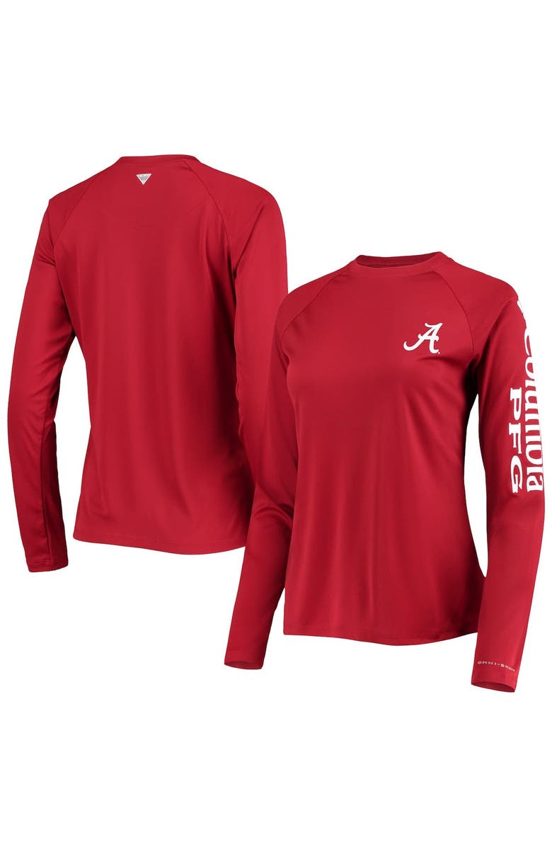Columbia Women's Columbia Crimson Alabama Crimson Tide PFG Tidal Long Sleeve T-Shirt, Main, color,