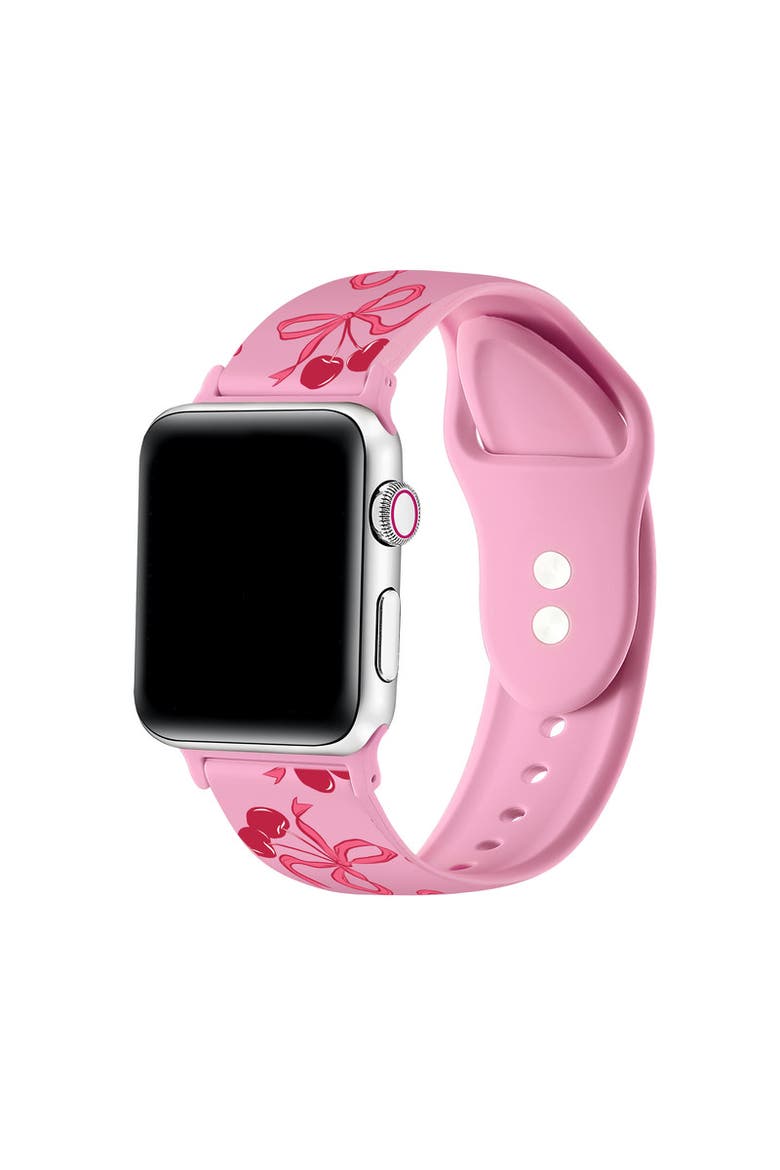 Cherry Bow Silicone Band for Apple Watch + Smartwatch, Main, color, Cherry Coquette