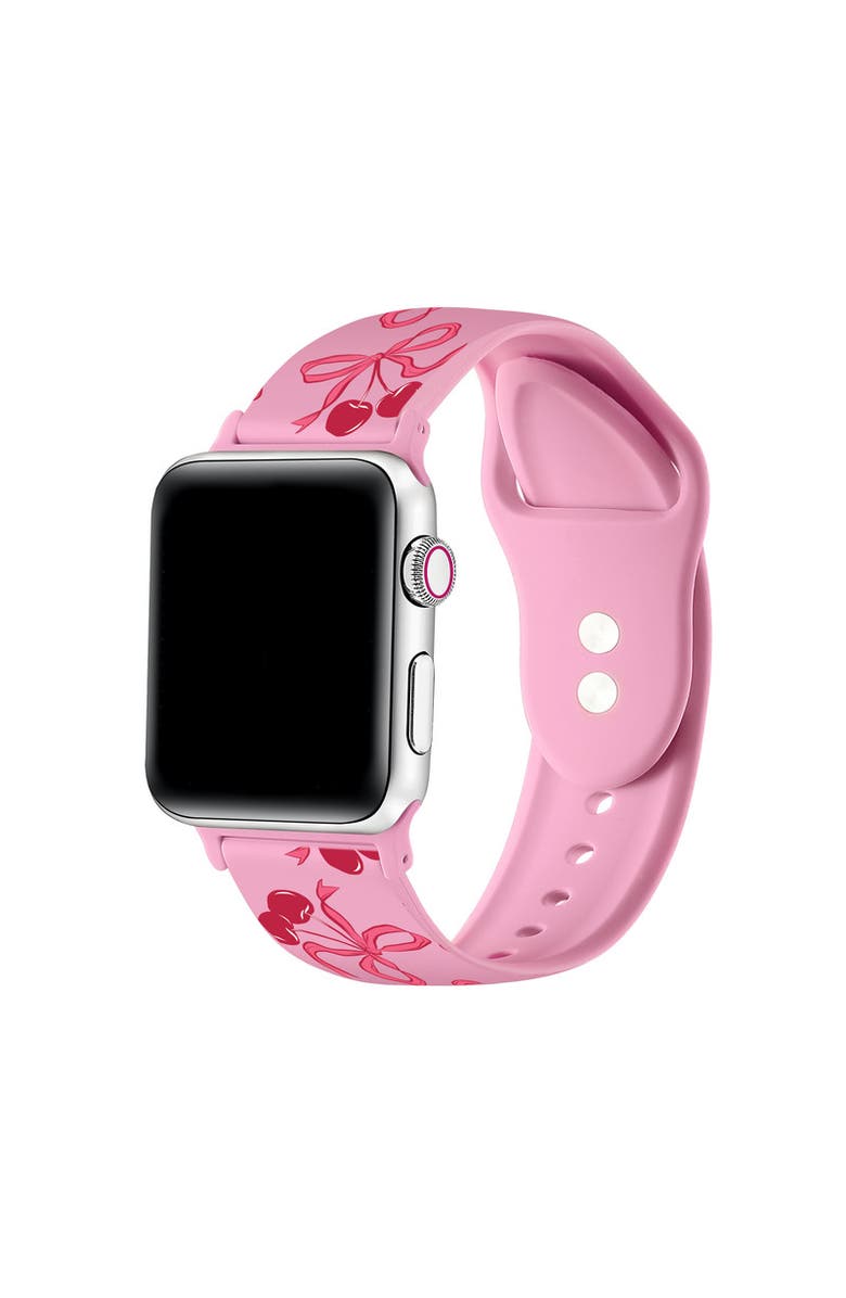 Posh Tech Cherry Bow Silicone Band for Apple Watch + Smartwatch, Main, color, Cherry Coquette