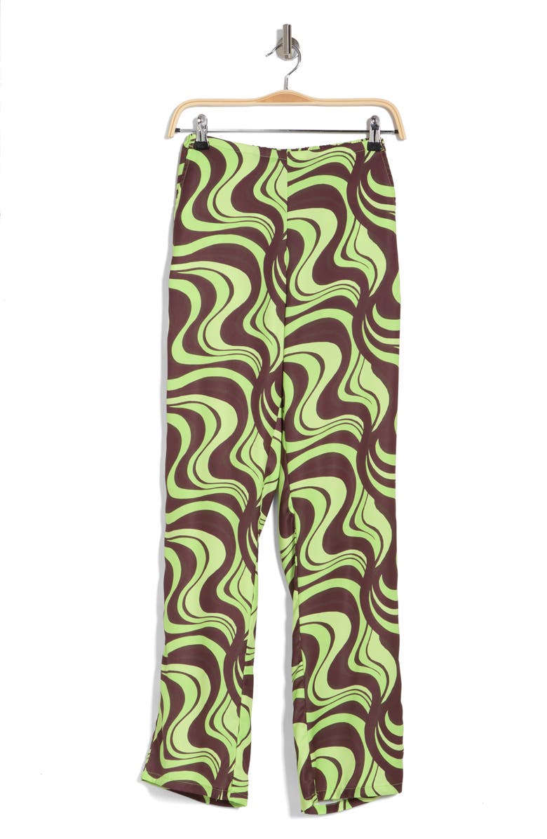 ASOS DESIGN Wavy Hourglass Satin Flare Trousers, Alternate, color, 