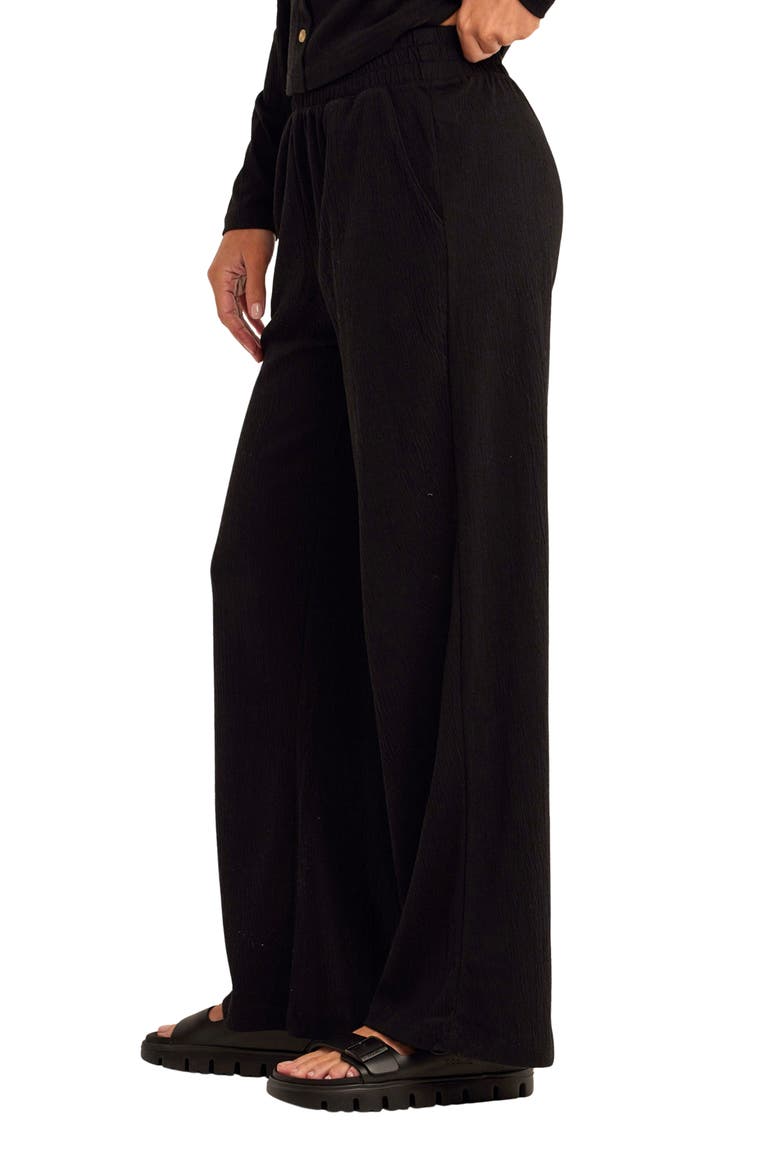 Ivanna Textured Jersey Wide Leg Pants, Alternate, color, BLACK