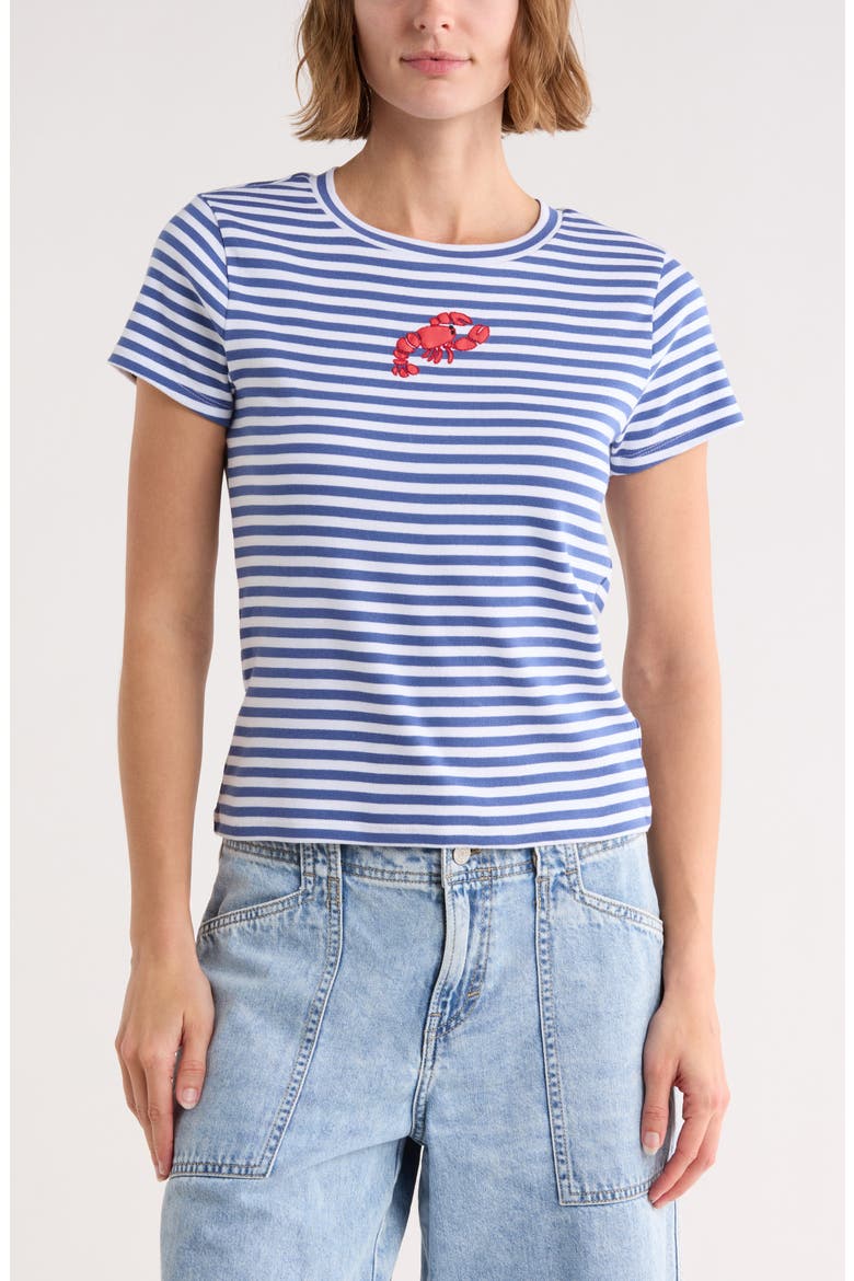 Lobster Baby T-Shirt, Main, color, NAVY/ WHITE STRIPE
