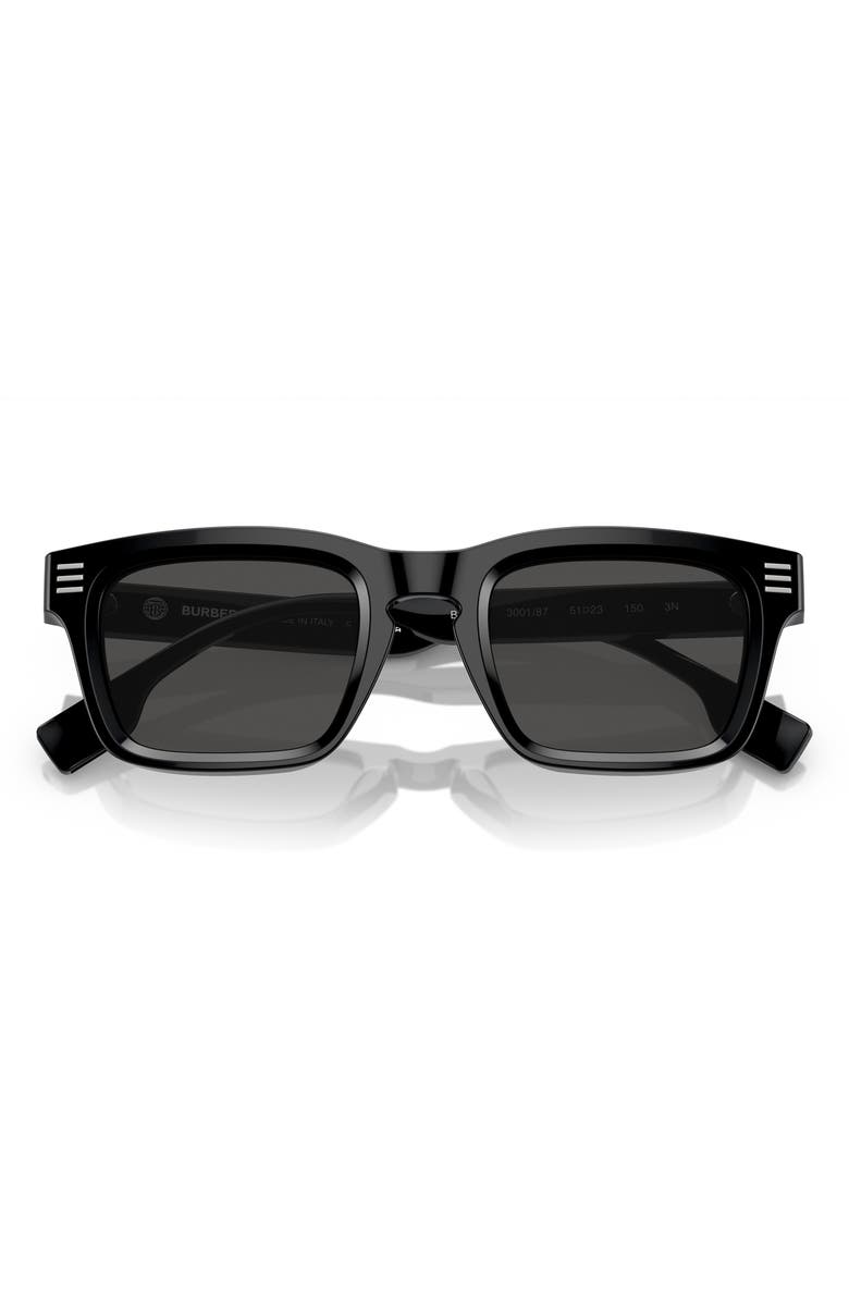 Burberry 51mm Rectangular Sunglasses, Alternate, color, Black