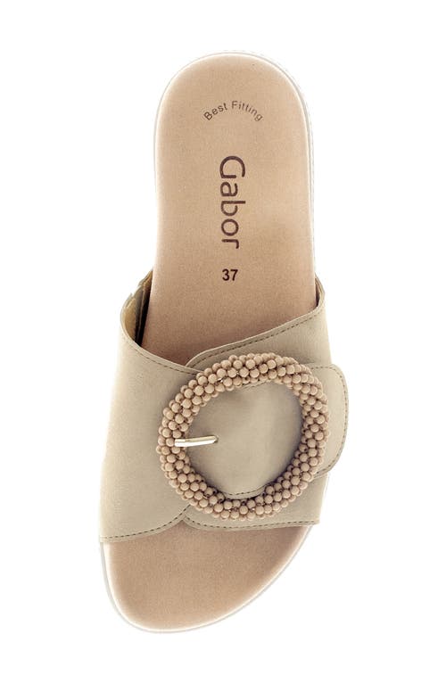 Gabor Beaded Buckle Platform Slide Sandal In Caramel