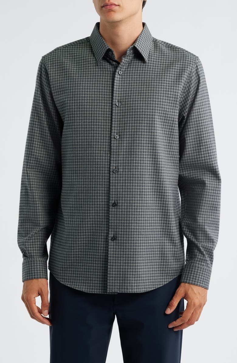 Theory Irving Standard Fit Cotton Gingham Button-Up Shirt, Main, color, Charcoal Multi