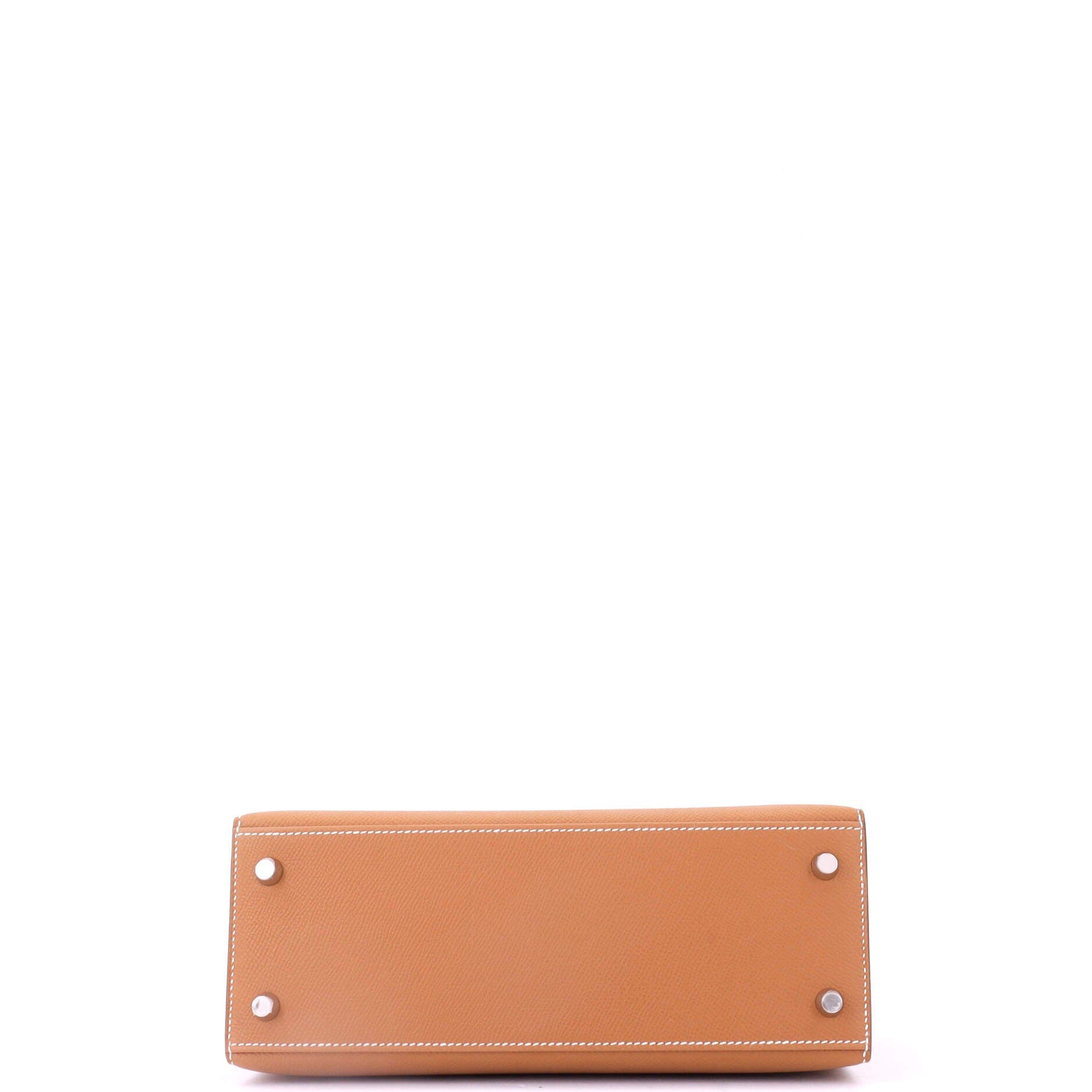 Pre-Owned Hermes Kelly Handbag Brown Epsom with Palladium Hardware 25, Alternate, color, Gold