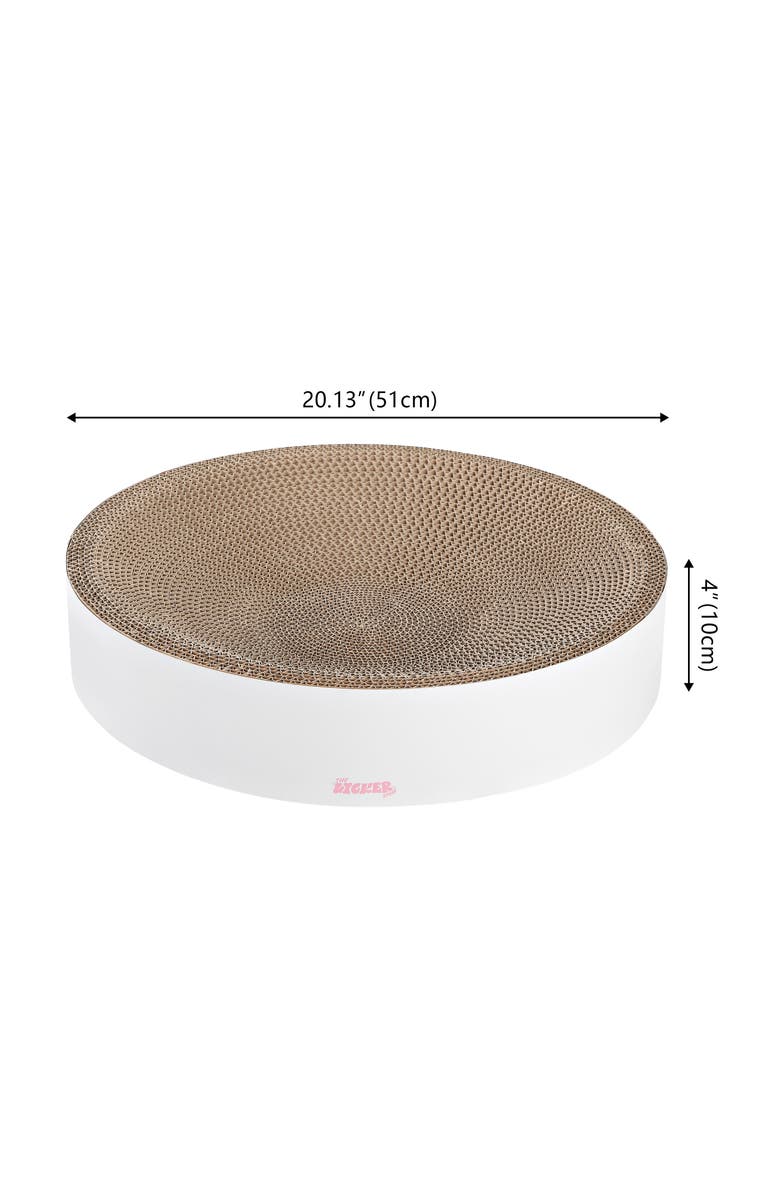 The Licker Store Nelson 20.13" Modern Cardboard Round Bowl Cat Scratcher with Catnip, Alternate, color, White