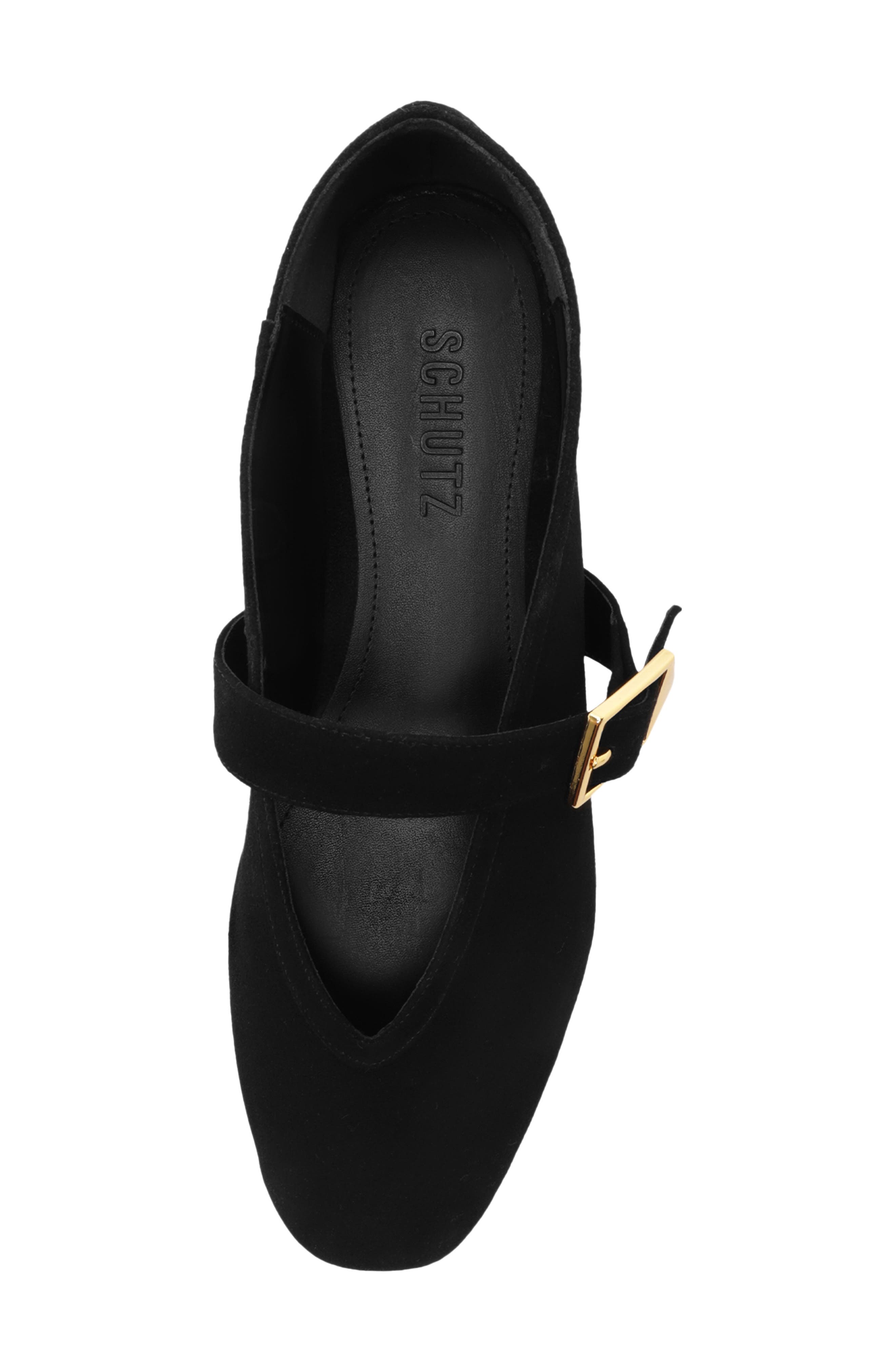 Schutz Vicki Buckle Mary Jane Flat, Alternate, color, Black