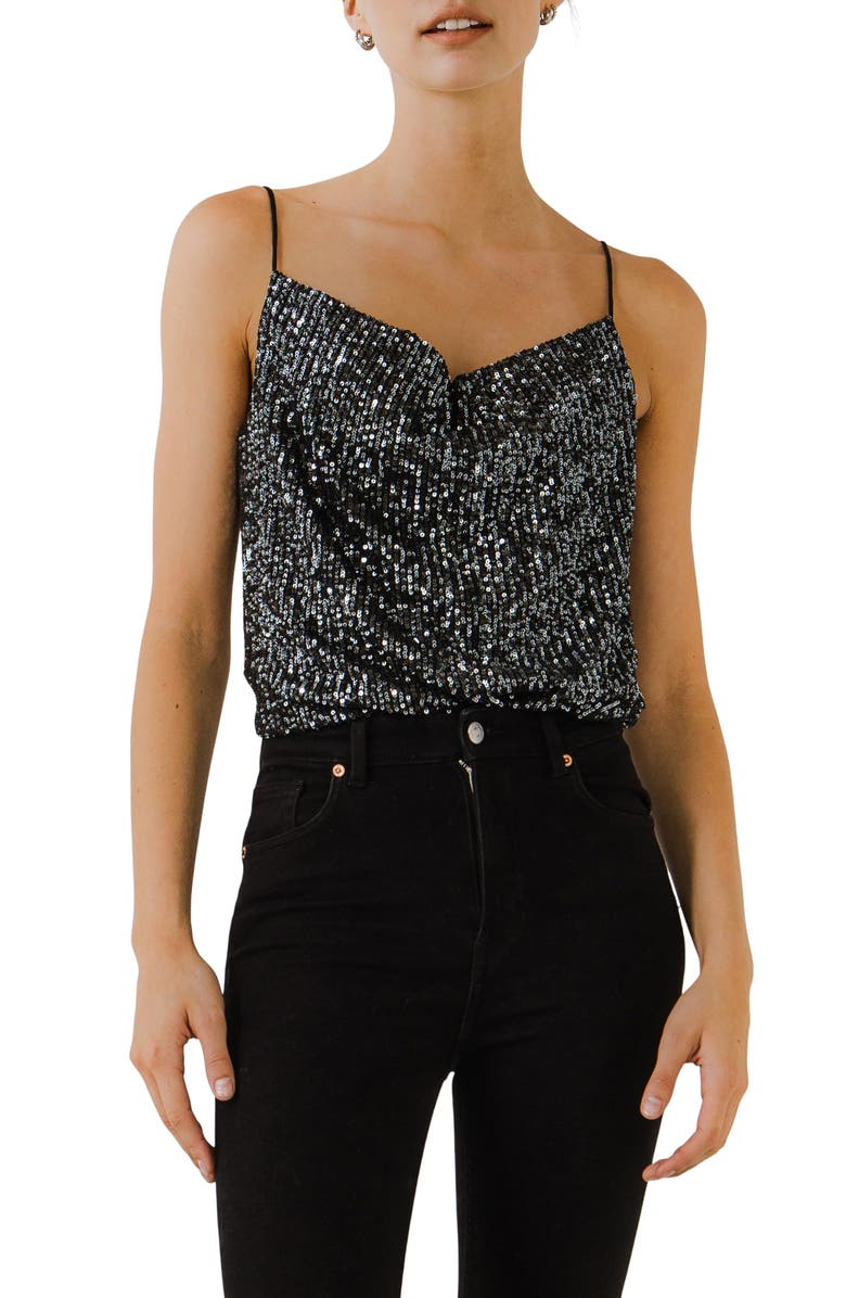 Endless Rose Sequins Cowl Neck Camisole, Main, color, 