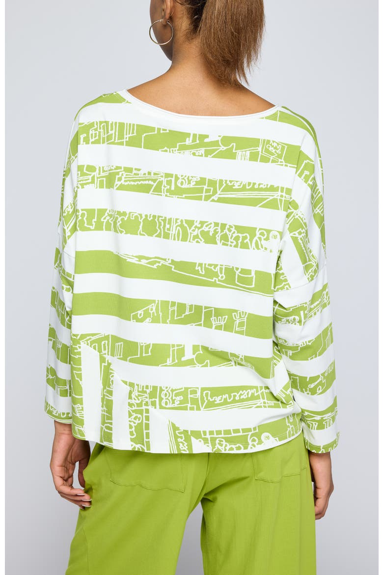 Astraea Striped Cotton Jersey Blouse, Alternate, color, Lime